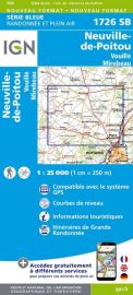 I.G.N Carte au 1-25.000ème - Série bleue - 1726 SB - Neuville de Poitou - Vouillé - Mirebeau