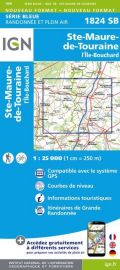 I.G.N Carte au 1-25.000ème - Série bleue - 1824 SB - Sainte Marie de Touraine - Île Bouchard