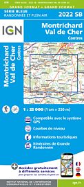 I.G.N Carte au 1-25.000ème - Série bleue - 2022 SB - Montrichard - Val de Cher - Contres
