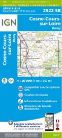 I.G.N Carte au 1-25.000ème - Série bleue - 2522 SB - Cosne-Cours-sur-Loire - Donzy