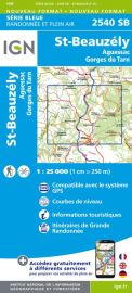I.G.N Carte au 1-25.000ème - Série bleue - 2540 SB - St Beauzély - Aguessac - Gorges du Tarn