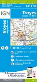 I.G.N Carte au 1-25.000ème - Série bleue - 2817 SB - Troyes - Lusigny sur Barse