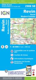 I.G.N Carte au 1-25.000ème - Série bleue - 2908 SB - Revin - Rocroi - Maubert-Fontaine 