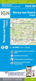 I.G.N Carte au 1-25.000ème - Série bleue - 3020 SB - Recey sur Ource - Leuglay 