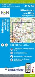 I.G.N Carte au 1-25.000ème - Série bleue - 3122 SB - Mirebeau-sur-Bèze - Marcilly-sur-Tille