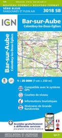 I.G.N Carte au 1-25.000ème - Série bleue - 3018 SB - Bar sur Aube - Colombey les deux églises