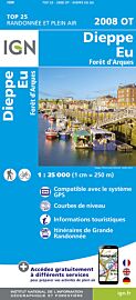 I.G.N Carte au 1-25.000ème - TOP 25 - 2008 OT - Dieppe - Eu - Forêt d'Arques