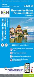 I.G.N Carte au 1-25.000ème - TOP 25 - 3428 ET - Thonon-les-Bains - Evian-les-Bains - Lac Léman