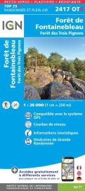 I.G.N - Carte au 1-25.000ème - Top 25R - 2417OTR - Forêt de Fontainebleau - Forêt des trois pignons