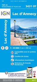 I.G.N - Carte au 1-25.000ème - Top 25 - 3431OT - Lac d'Annecy