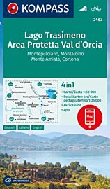 Kompass - Carte de randonnées - n°2463 - Lago Trasimeno, area protetta Val d' Orcia, Montepulciano, Montalcino, Monte Amiata, Cortona