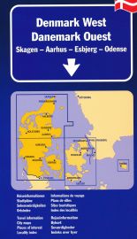 Kummerly Frey - Carte de l'ouest du Danemark - Skagen, Aarhus, Esbjerg, Odense