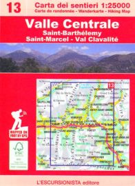 L'Escursionista - Carte de randonnées - N°13 - Valle Centrale, Saint-Barthélemy, Saint-Marcel - Val Clavalité