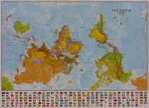 Maps international - Carte du monde politique " World Upside Down" - Plastifiée avec barres - Au 1/30mio (en anglais)
