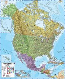 Maps international - Carte murale plastifiée - Amérique du Nord politique (en anglais)