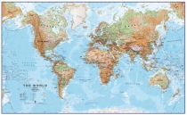 Maps International - Carte murale plastifiée  - Le Monde physique en anglais 1/30 mio