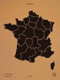 Miss Wood - Woody Map - Carte de la France en liège naturel - Noir - Taille L