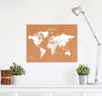 Miss Wood - Woody Map - Carte du monde en liège naturel - Blanche - Taille L