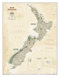 National Geographic - Carte murale plastifiée - Nouvelle Zélande Antique