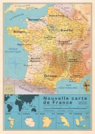 Pappus éditions - Poster - Carte de France Vintage (avec les nouvelles régions)