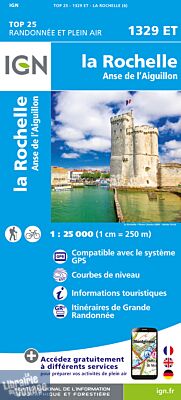 I.G.N Carte au 1-25.000ème - TOP 25 - 1329 ET - La Rochelle - Anse de l'Aiguillon
