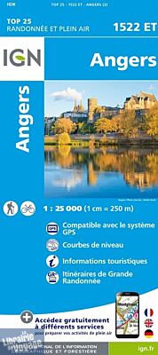 I.G.N - Carte au 1-25.000ème - Série bleue Top 25 - 1522ET - Angers