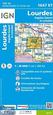 I.G.N - Carte au 1-25.000ème - TOP 25 - 1647 ET - Lourdes - Argelès-Gazost - Le Lavedan