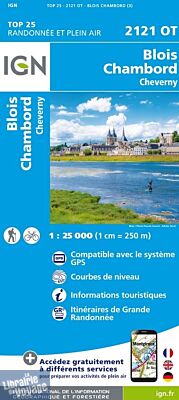 I.G.N - Carte au 1-25.000ème - Série bleue Top 25 - 2121OT - Blois - Chambord - Cheverny
