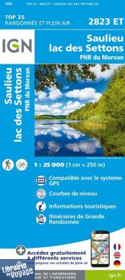 I.G.N - Carte au 1-25.000ème - Série bleue Top 25 - 2823ET - Saulieu - Lac des Settons - PNR du Morvan