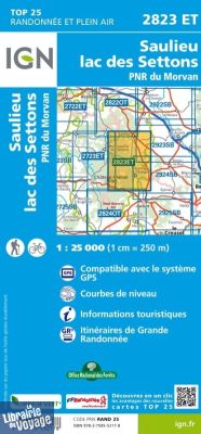 I.G.N - Carte au 1-25.000ème - Série bleue Top 25 - 2823ET - Saulieu - Lac des Settons - PNR du Morvan