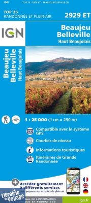 I.G.N - Carte au 1-25.000ème - TOP 25 - 2929 ET - Beaujeu - Belleville - Haut Beaujolais 