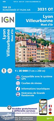 I.G.N - Carte au 1-25.000ème - TOP 25 - 3031 OT - Lyon - Villeurbanne - Mont d'Or