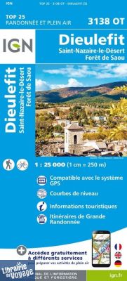 I.G.N - Carte au 1-25.000ème - TOP 25 - 3138 OT - Dieulefit - St-Nazaire-le-Désert - Forêt de Saou