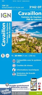 I.G.N - Carte au 1-25.000ème - Série bleue Top 25 - 3142OT - Cavaillon - Fontaine-de-Vaucluse - PNR du Luberon