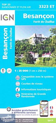 I.G.N - Carte au 1-25.000ème - TOP 25 - 3323 ET - Besançon - Forêt de Chailluz