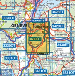 I.G.N - Carte au 1-25.000ème - TOP 25 - 3430 OT - Mont Salève - Saint-Julien en Genevois - Annemasse