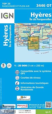 I.G.N - Carte au 1-25.000ème - Série bleue Top 25 - 3446OT - Hyères - Île de Porquerolles