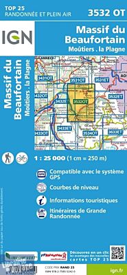 I.G.N - Carte au 1-25.000ème - Série bleue TOP 25 - 3532OT - Massif du Beaufortain - Moûtiers - La Plagne