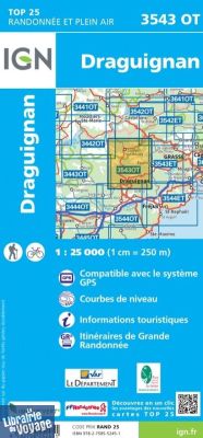I.G.N - Carte au 1-25.000ème - Série bleue Top 25 - 3543OT - Draguignan