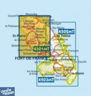 I.G.N - Carte au 1-25.000ème - TOP 25 - 4501 MT - Fort de France - Montagne Pelée - Parc Naturel Regional de Martinique