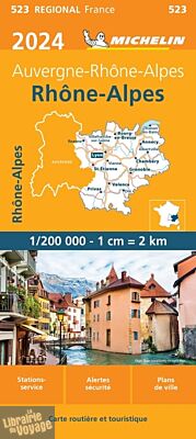 Michelin - Carte Régionale n°523 - Rhône-Alpes - Edition 2024