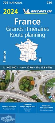 Michelin - Carte routière - Réf.726 - Carte de France des grands itinéraires - Edition 2024