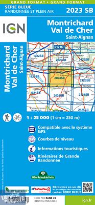 I.G.N Carte au 1-25.000ème - Série bleue - 2023 SB - Montrichard - Val de Cher - Saint Aignan
