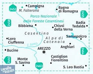 Kompass - Carte de randonnées - n°2459 - Arezzo - Casentino - Parco Nazionale delle foreste Casentinesi - Monte Falterona - Campigna