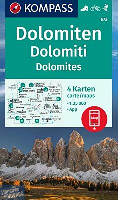 Un lot de 4 cartes au 1/35000ème (1cm = 350 mètres) représentant une grande zone de randonnées dans le parc des Dolomites
