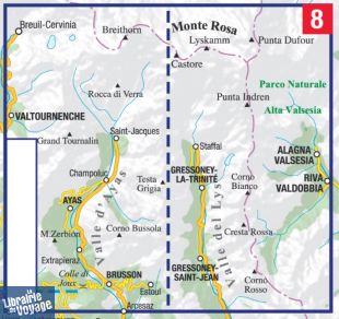L'Escursionista - Carte de randonnées - N°8 - Monte Rosa - Ayas - Gressoney - Alagna