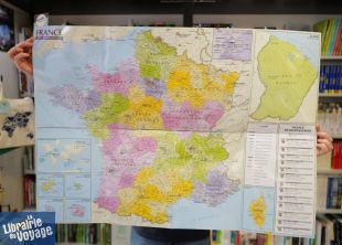 Express Map - Grande carte plastifiée de la France - Carte administrative (Recto) et Physique (Verso)