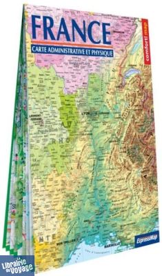Express Map - Grande carte plastifiée de la France - Carte administrative (Recto) et Physique (Verso)