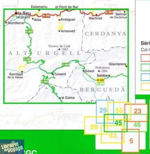 I.C.G.C (Institut Cartographique Catalan) - Carte de randonnée n°45 - Parc natural del Cadi-Moixero W (La Seu d'Urgell, Vall de la Vansa, Pedraforca)