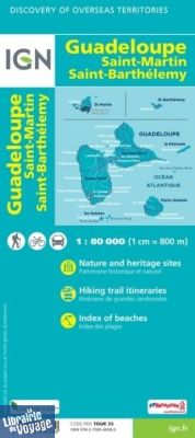 I.G.N. - Carte routière - Carte de la Guadeloupe (avec Saint-Martin et Saint-Barthélémy)
